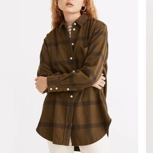 Madewell Flannel Oversized Ex-Boyfriend Tunic Shirt in Windowpane